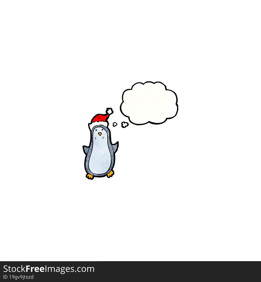 funny penguin with thought bubble