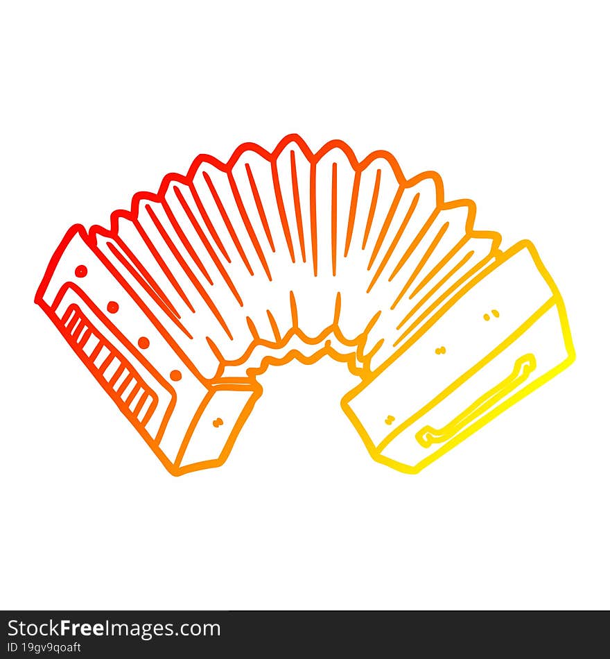 warm gradient line drawing of a cartoon accordion