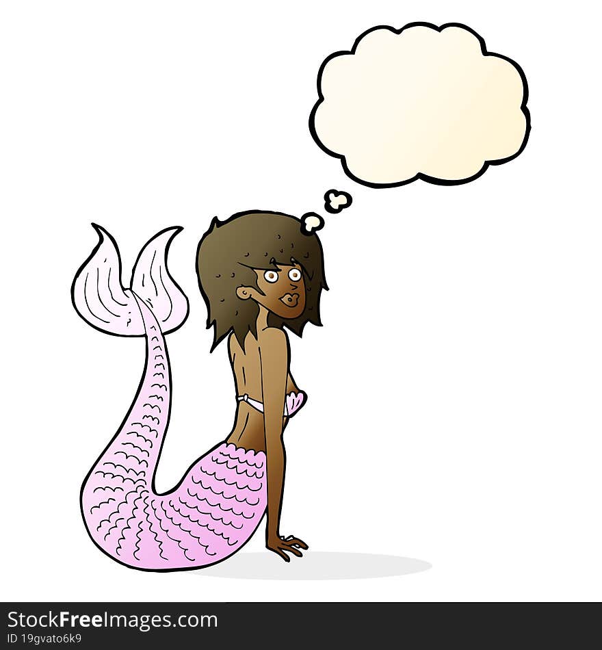 Cartoon Mermaid With Thought Bubble