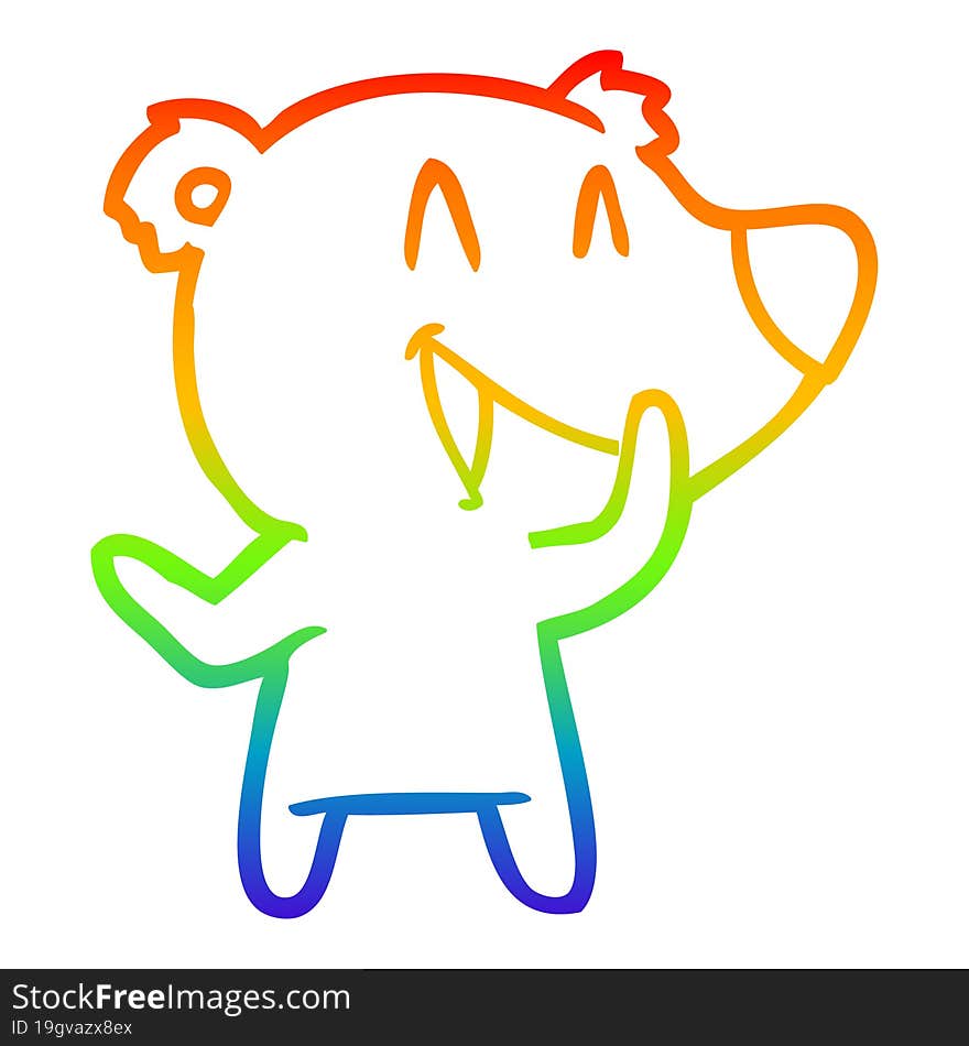 rainbow gradient line drawing laughing bear cartoon