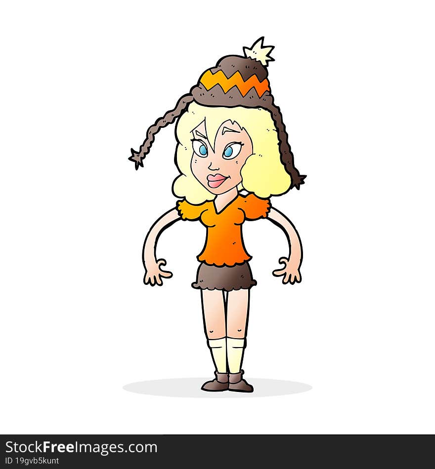 cartoon woman wearing hat