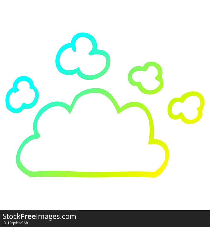 cold gradient line drawing of a cartoon weather cloud