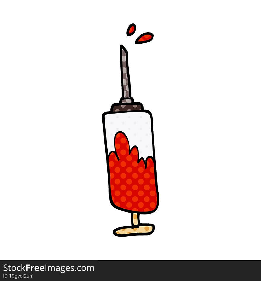 cartoon doodle needle full of blood