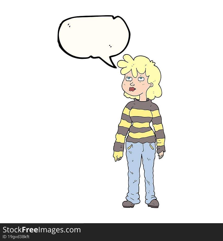 speech bubble cartoon woman in casual clothes