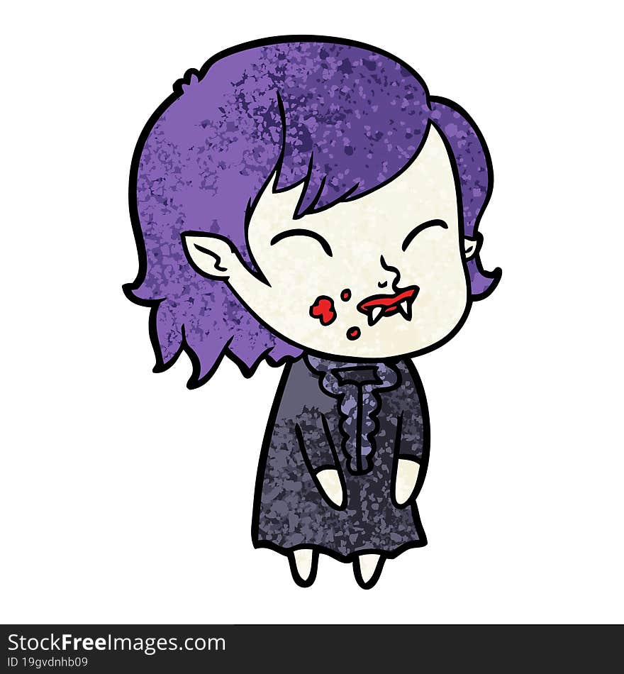 cartoon vampire girl with blood on cheek. cartoon vampire girl with blood on cheek