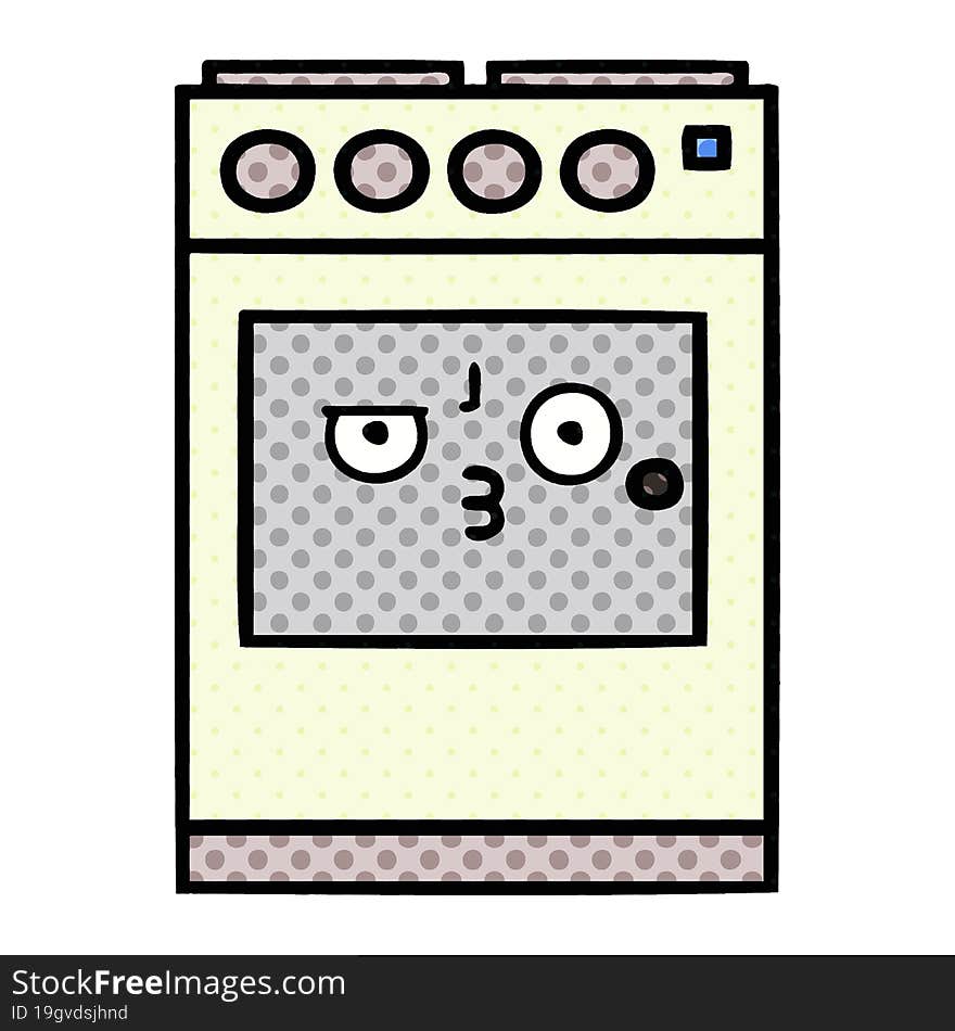 Comic Book Style Cartoon Kitchen Oven