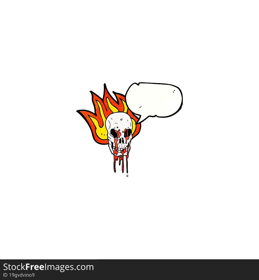 cartoon flaming skull