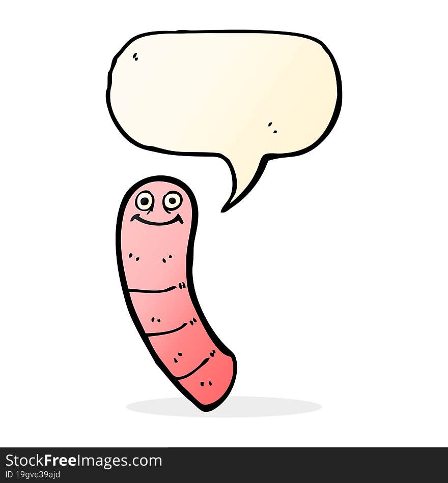 cartoon worm with speech bubble