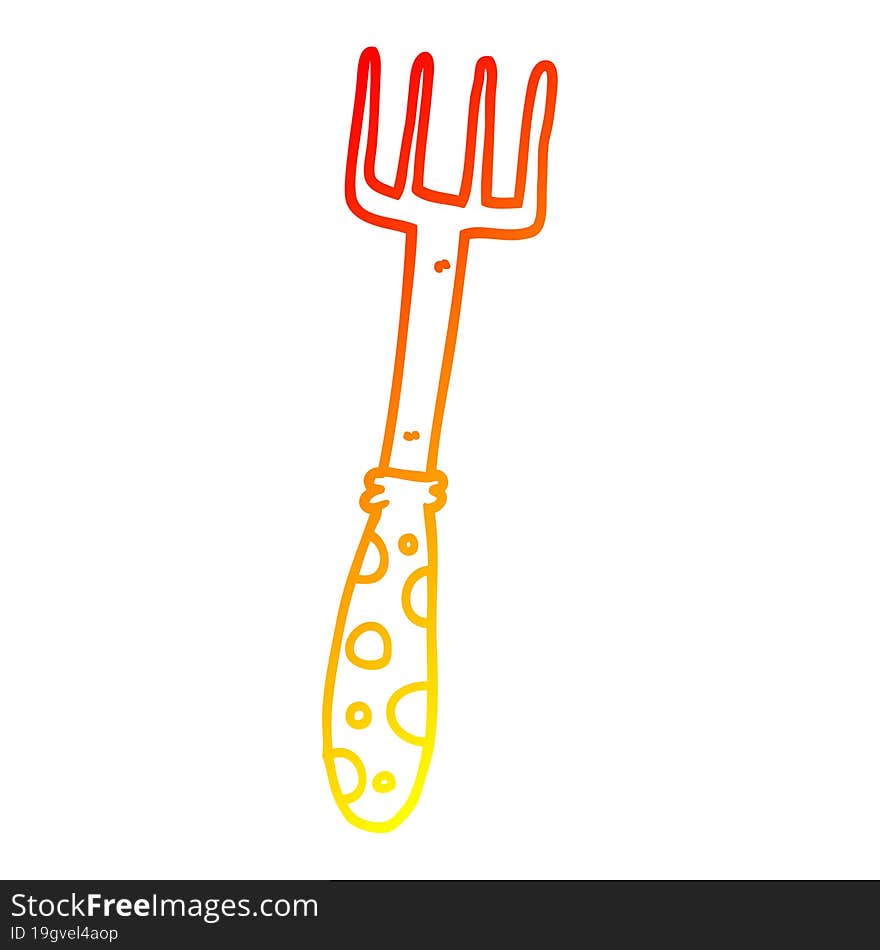 Warm Gradient Line Drawing Cartoon Fork