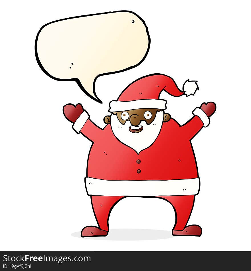 cartoon santa claus with speech bubble