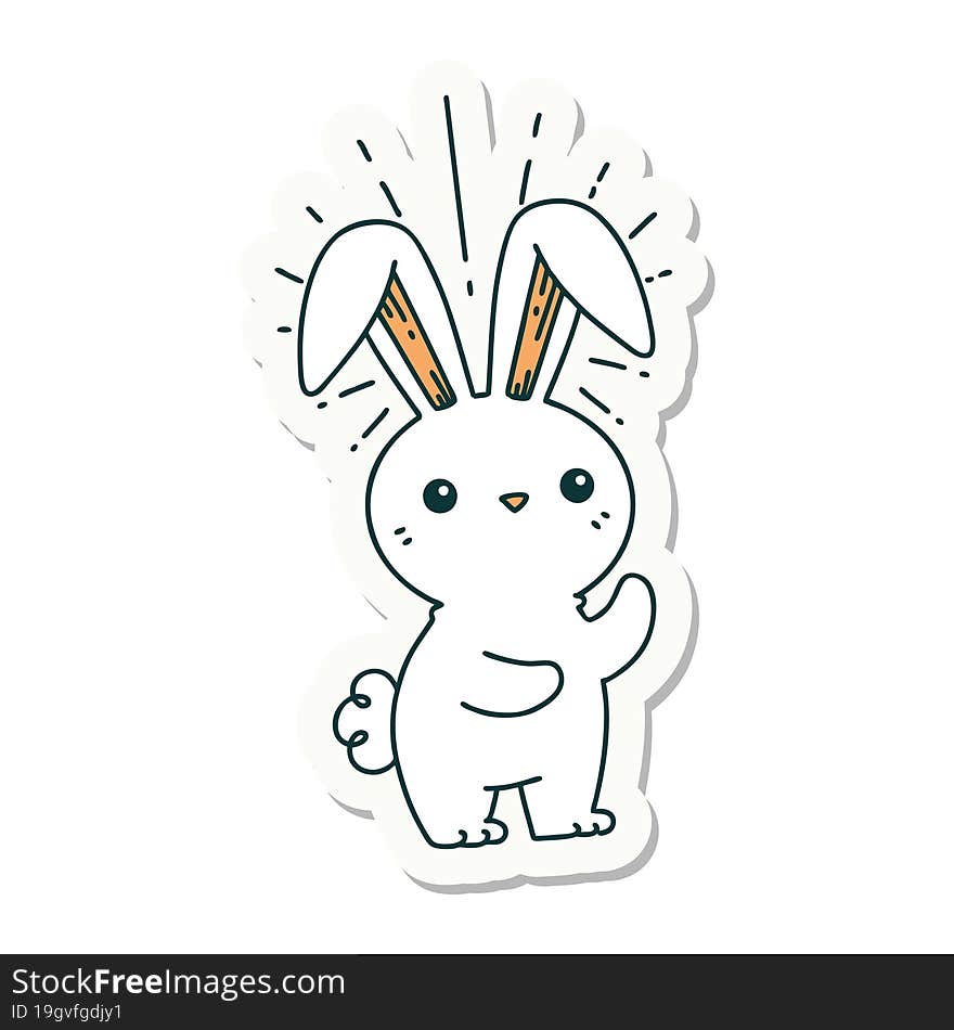 Sticker Of Tattoo Style Cute Bunny