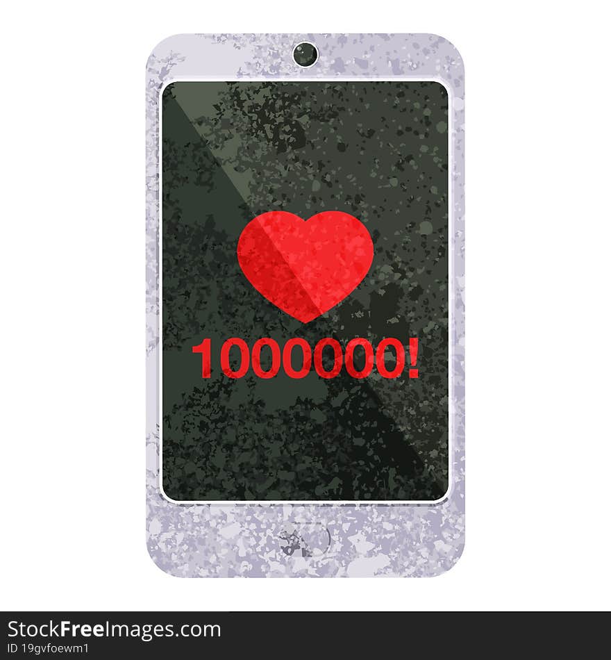 Mobile Phone Showing 1000000 Likes Graphic Icon