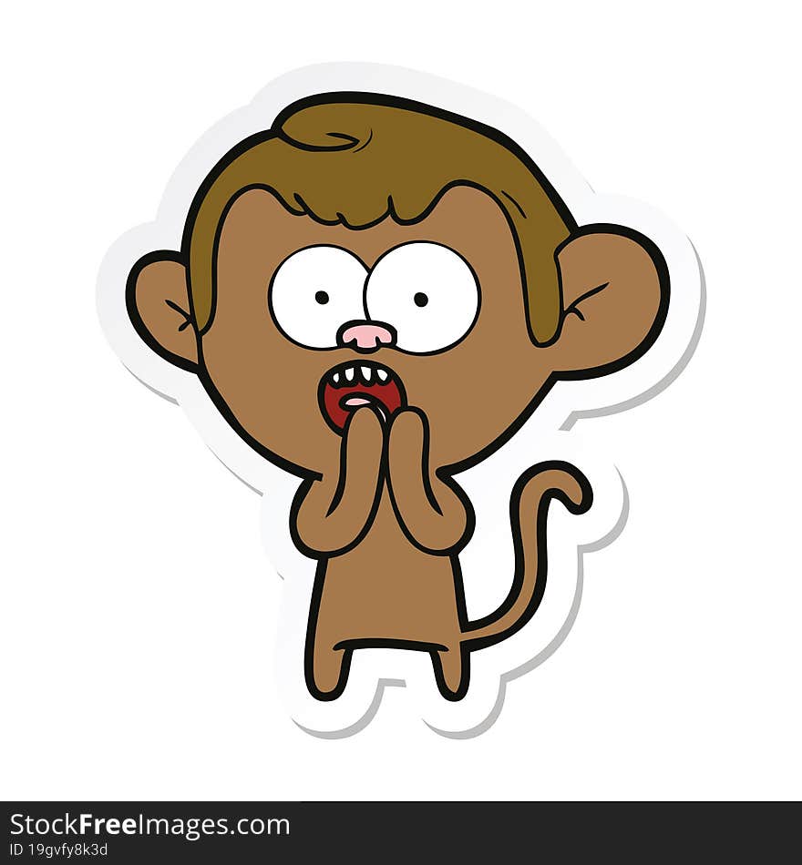 sticker of a cartoon shocked monkey