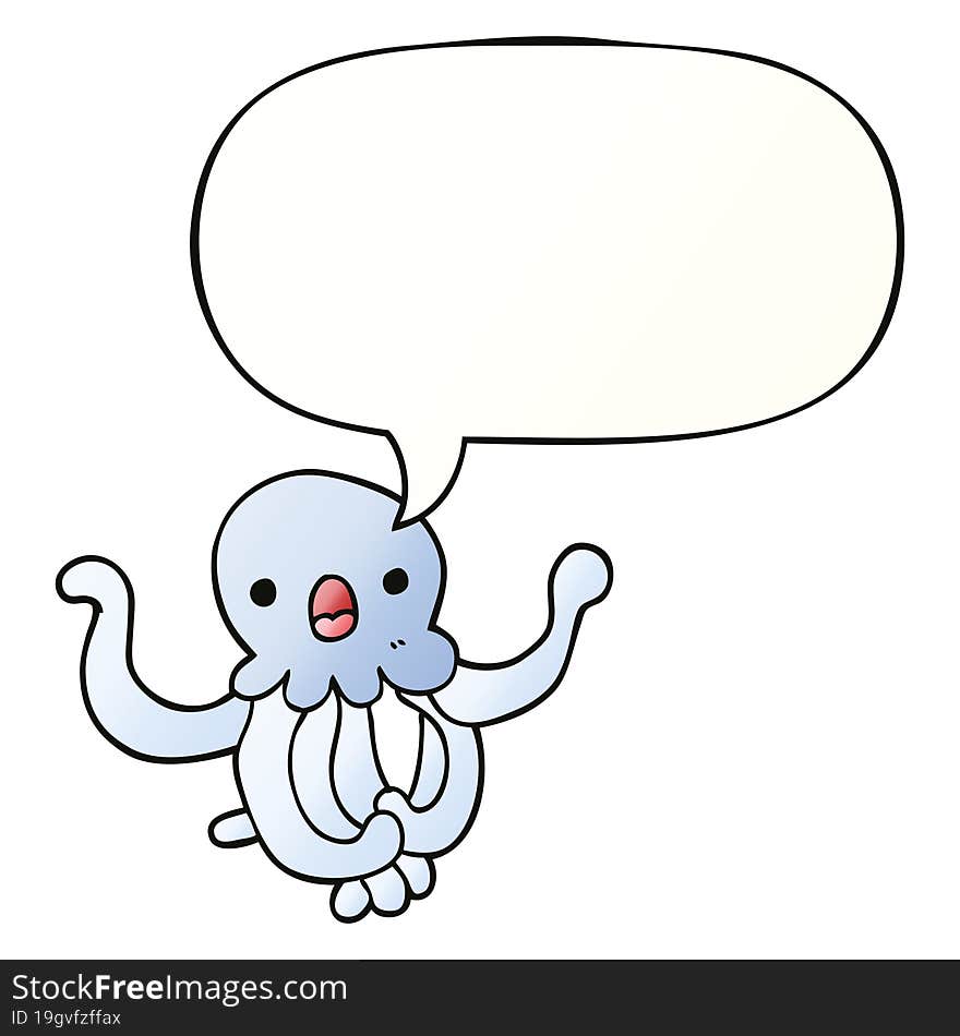 cartoon jellyfish and speech bubble in smooth gradient style