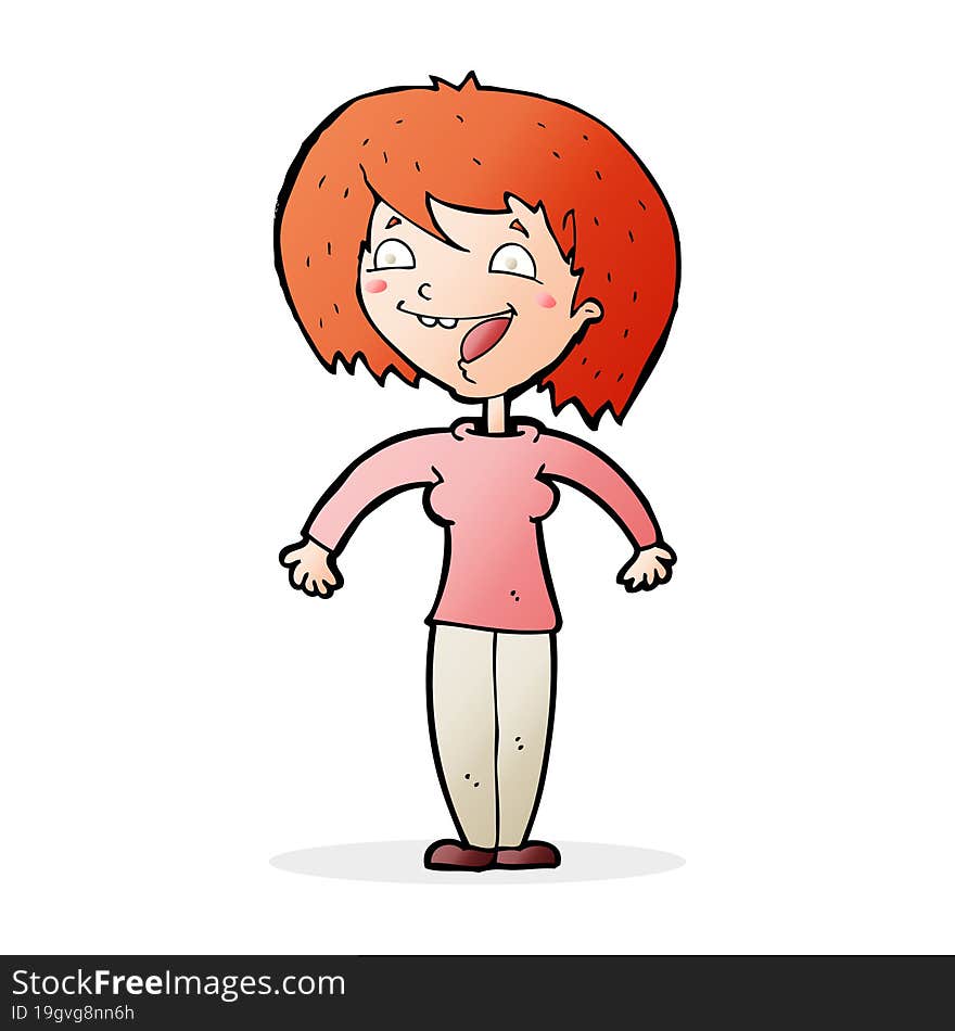 cartoon excited woman