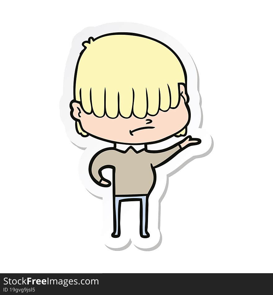 sticker of a cartoon boy with untidy hair