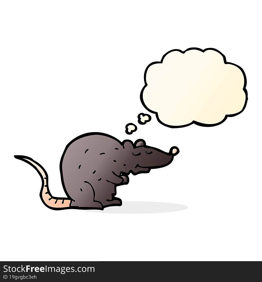 Cartoon Black Rat With Thought Bubble