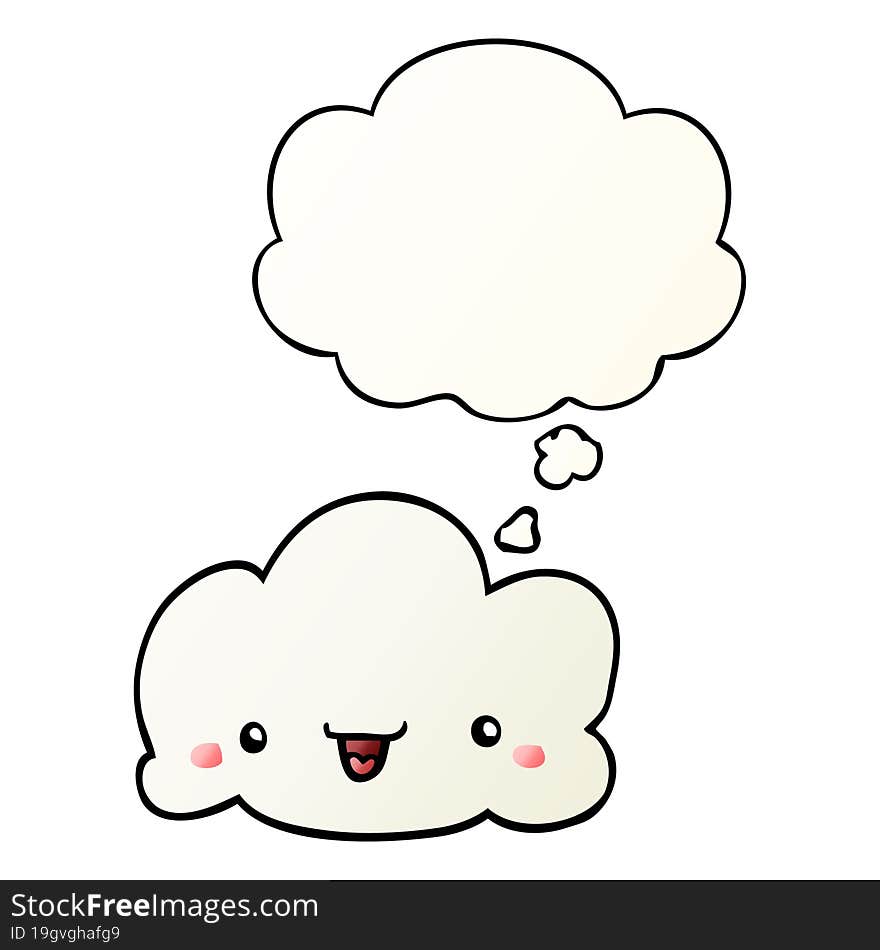 cartoon cloud and thought bubble in smooth gradient style