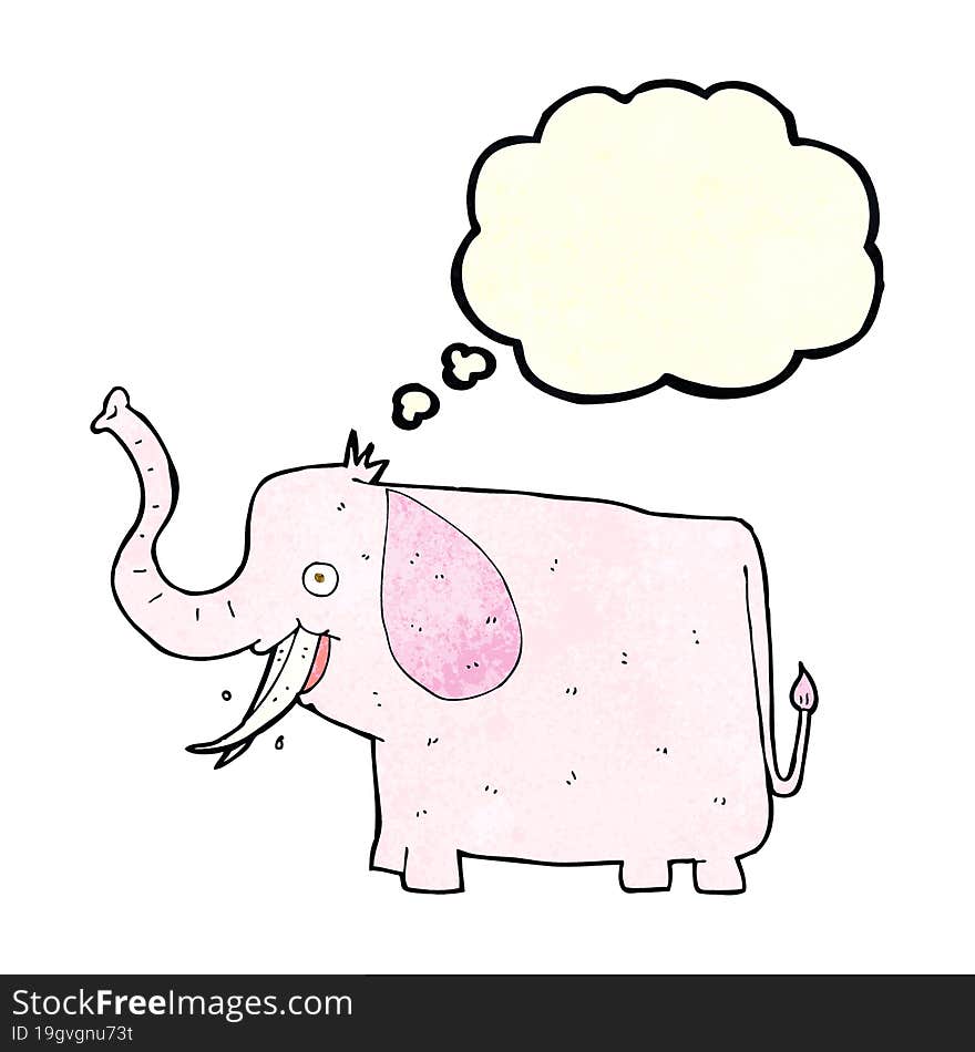 cartoon happy elephant with thought bubble