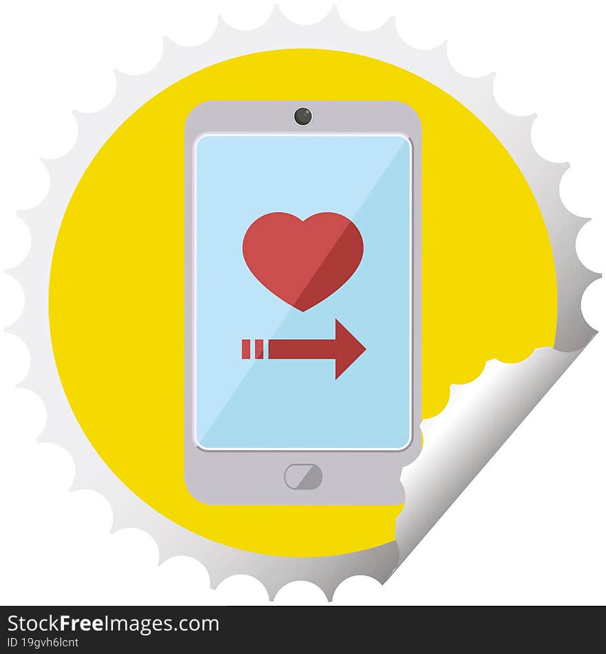 dating app on cell phone round sticker stamp