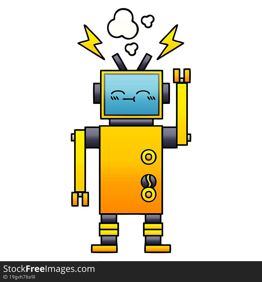 gradient shaded cartoon malfunctioning robot