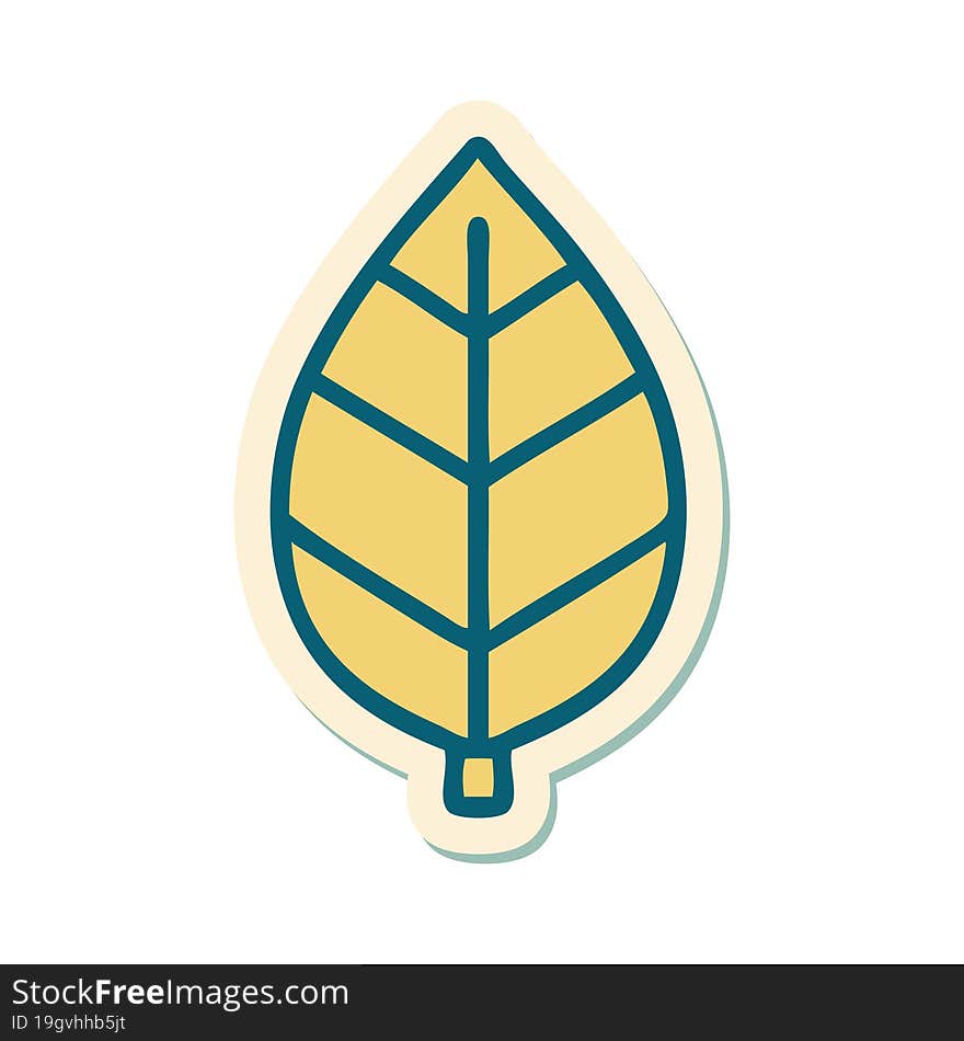 sticker of tattoo in traditional style of leaf. sticker of tattoo in traditional style of leaf