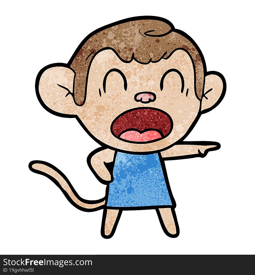 shouting cartoon monkey pointing. shouting cartoon monkey pointing