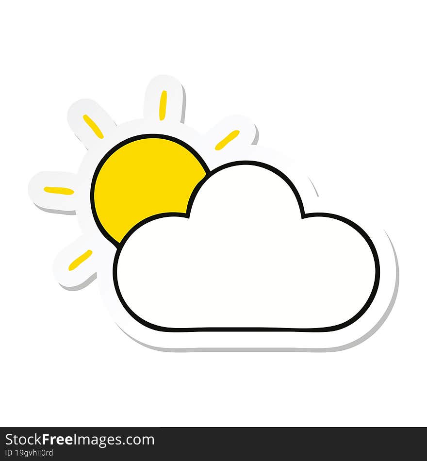 sticker of a cute cartoon sunshine and cloud