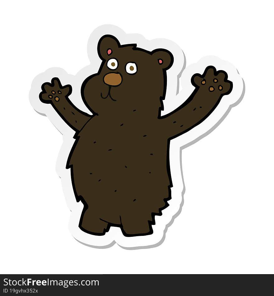 Sticker Of A Cartoon Funny Black Bear