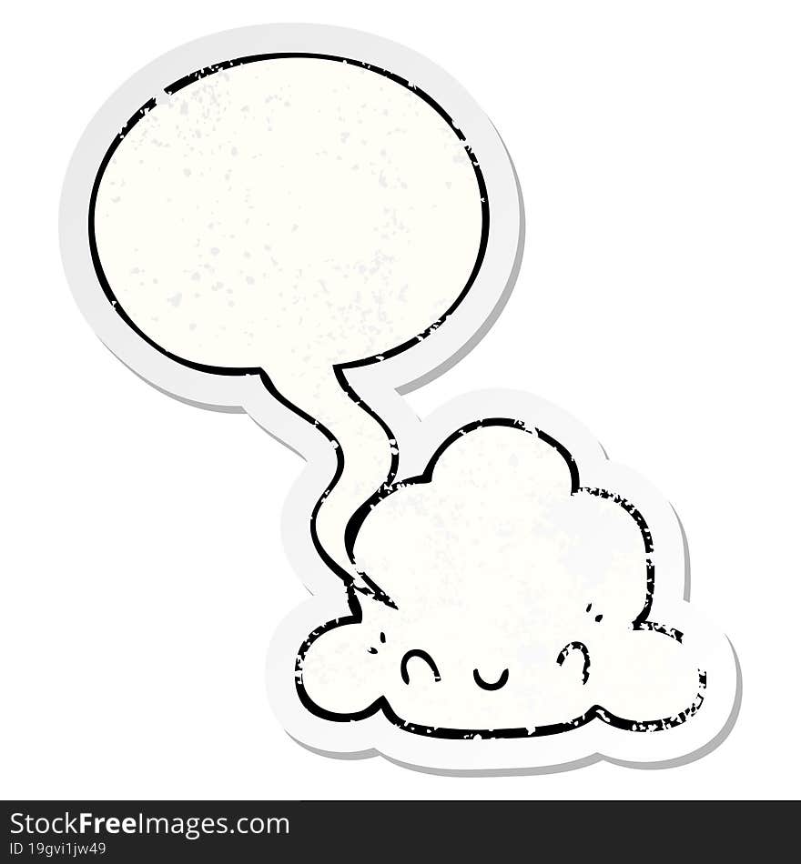 cartoon cloud and speech bubble distressed sticker