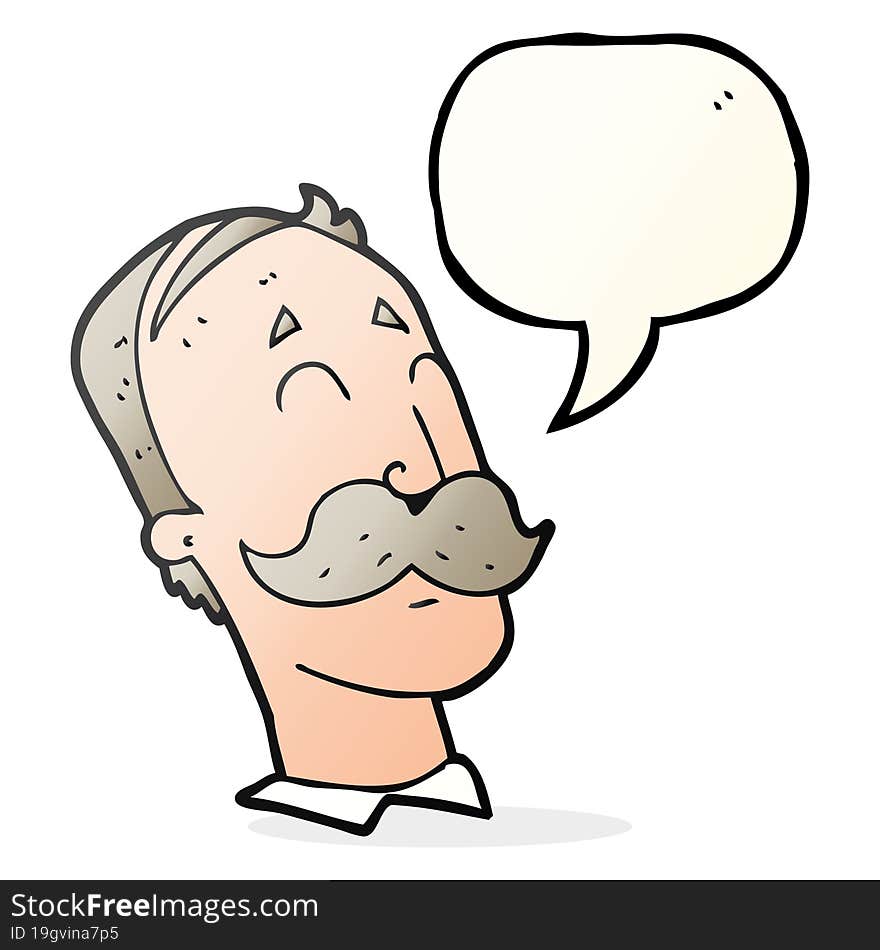 Speech Bubble Cartoon Ageing Man With Mustache