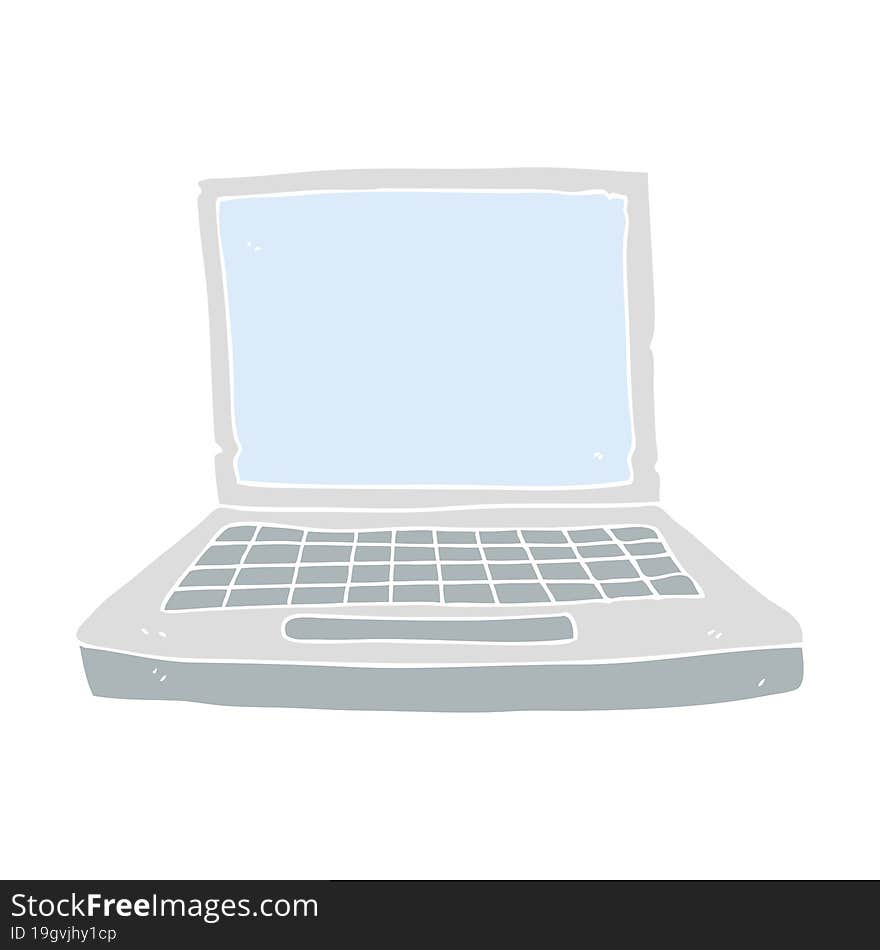 flat color illustration of a cartoon laptop computer