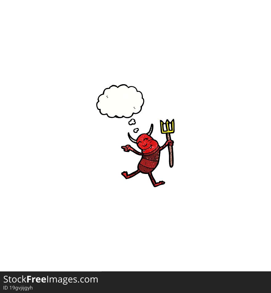 Cartoon Little Devil With Pitchfork