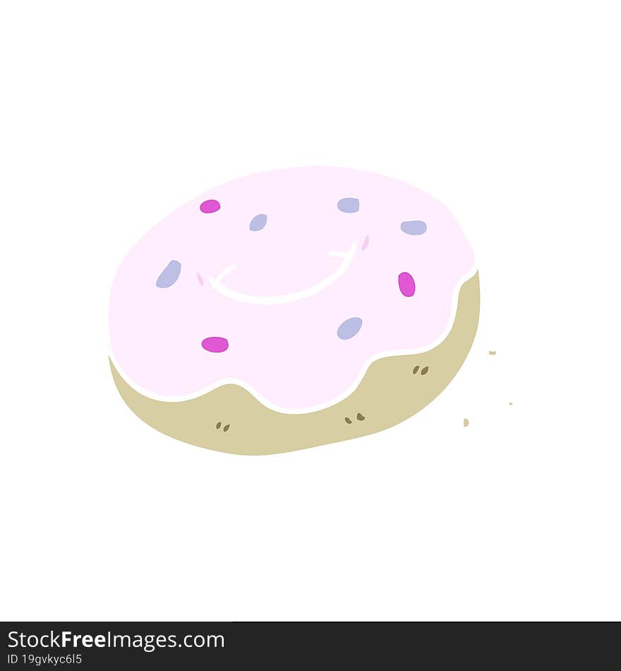 flat color style cartoon donut with sprinkles