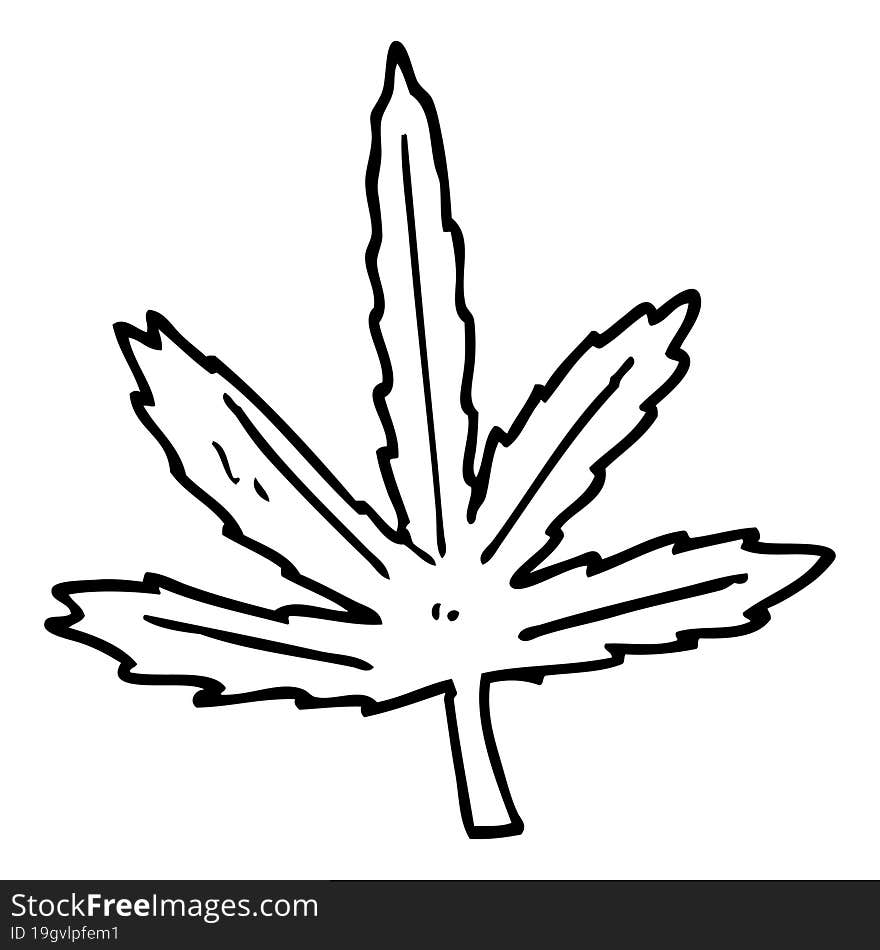 line drawing cartoon marijuana leaf