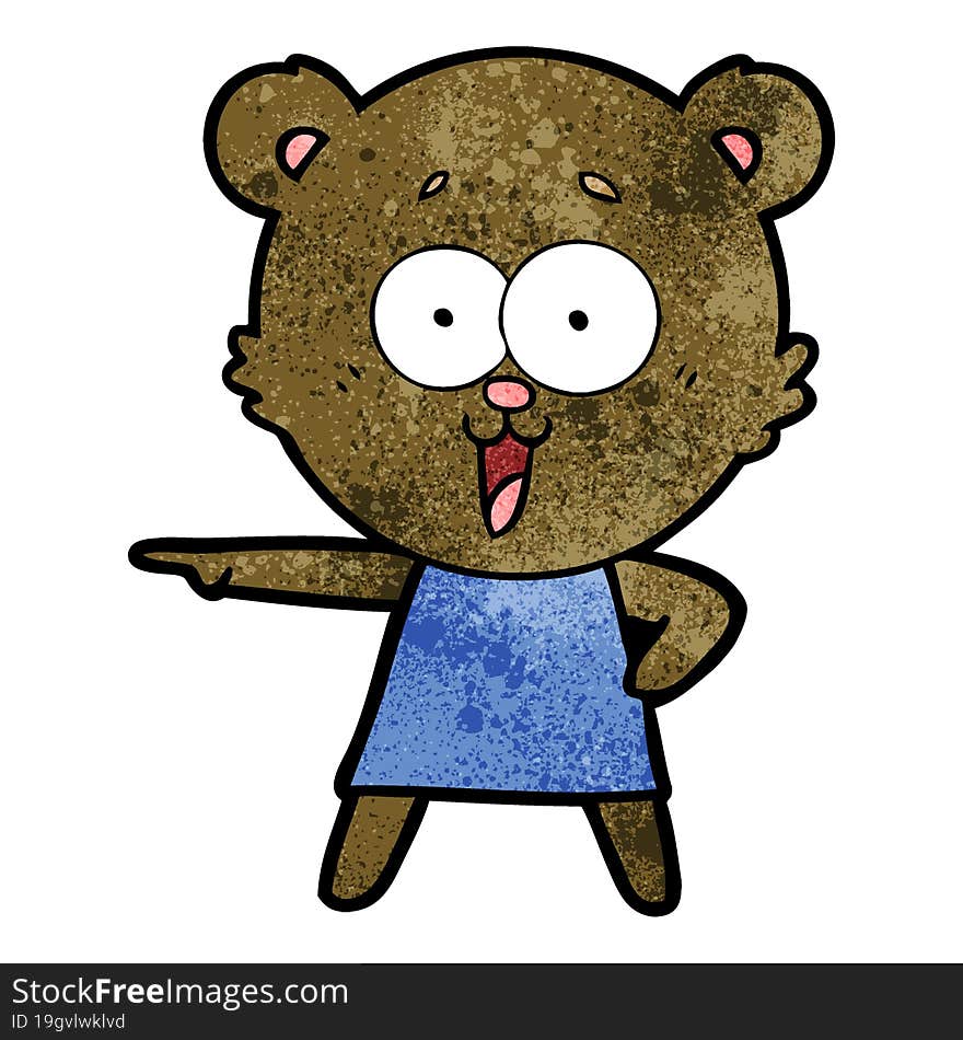 laughing pointing teddy bear cartoon. laughing pointing teddy bear cartoon