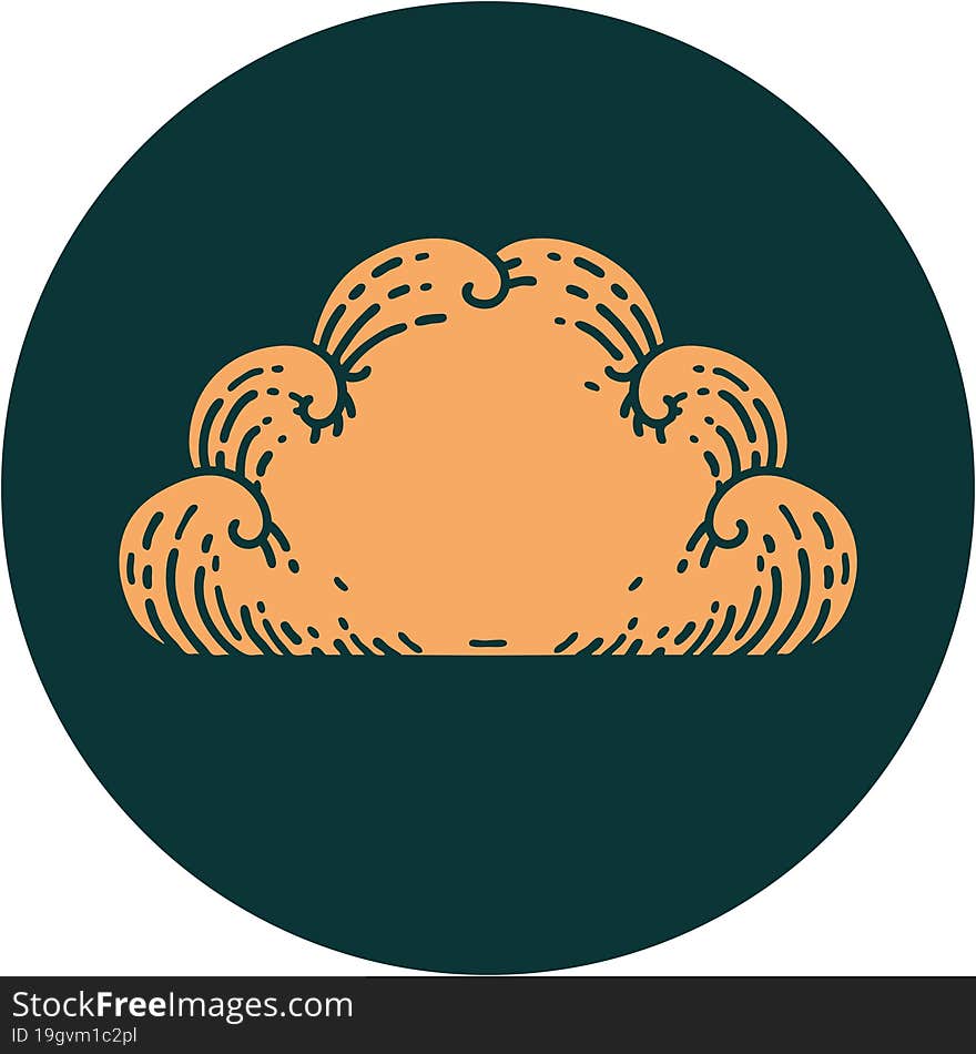 tattoo style icon of a cloud