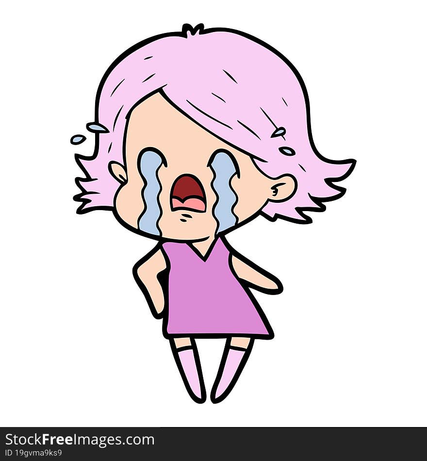 cartoon woman crying. cartoon woman crying