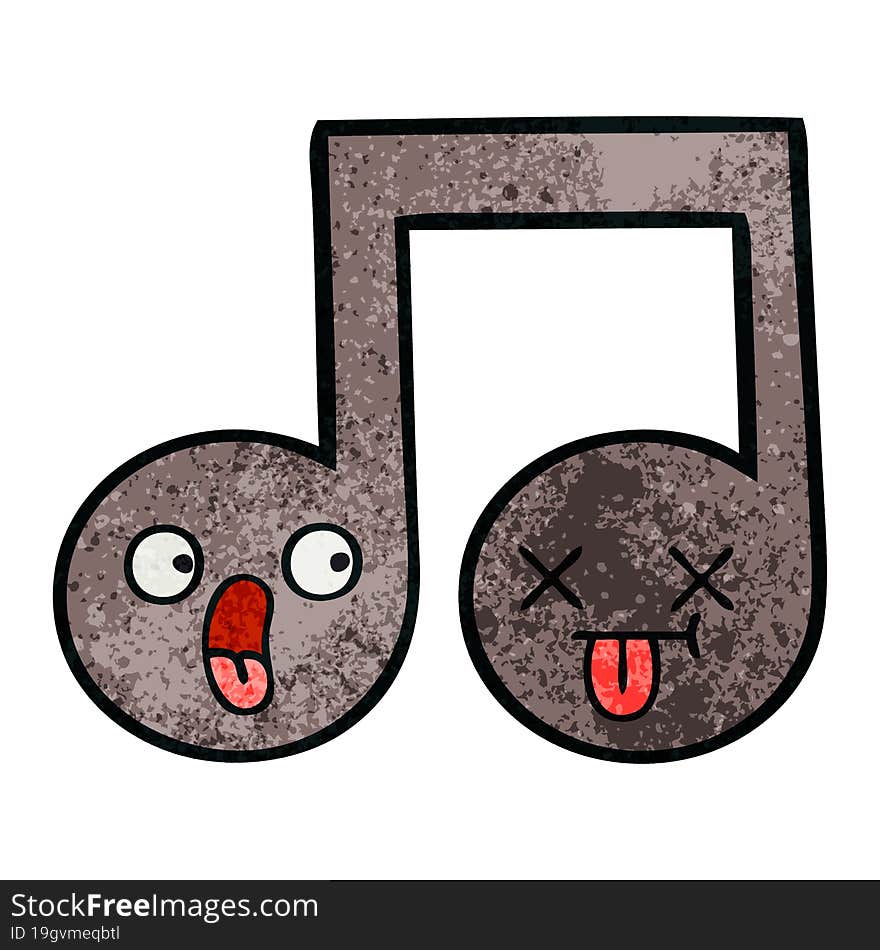 Retro Grunge Texture Cartoon Musical Note