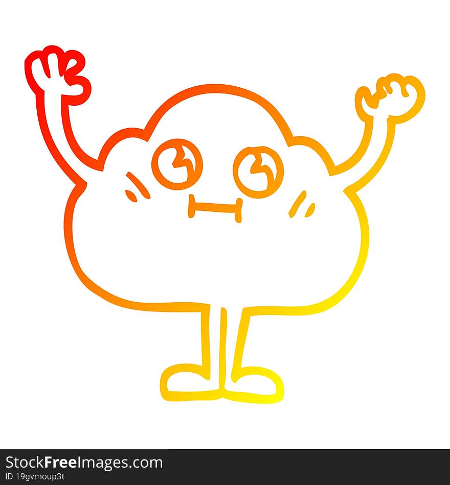 warm gradient line drawing cartoon dark cloud character