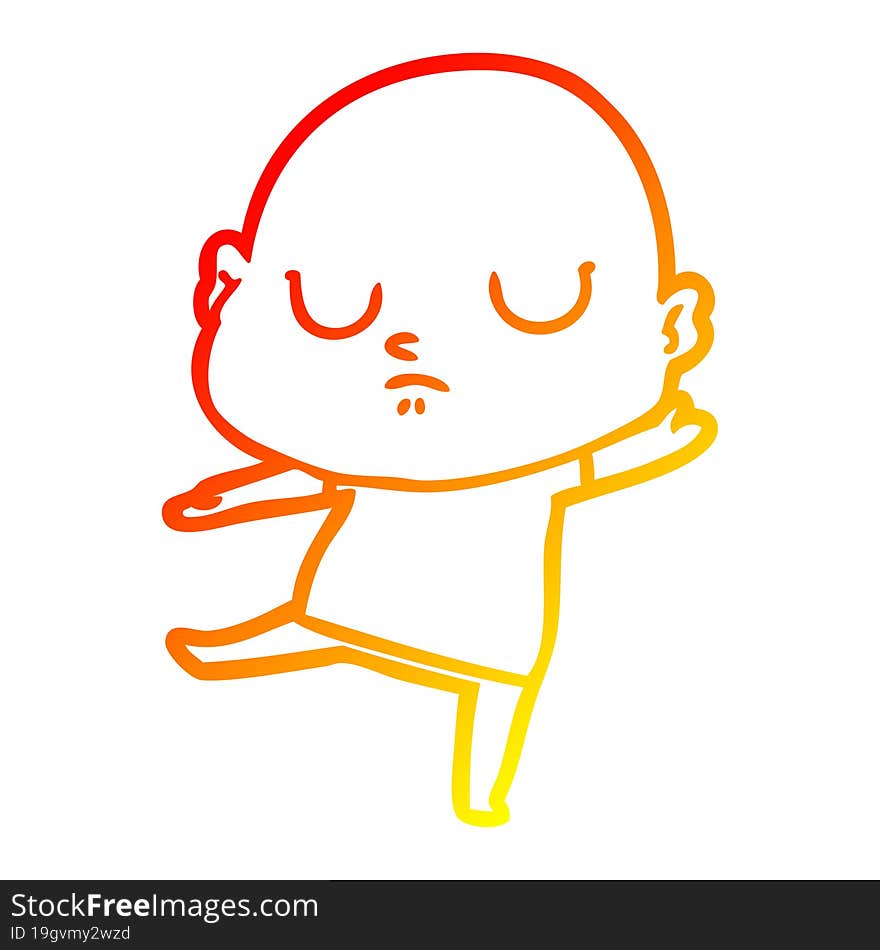 warm gradient line drawing of a cartoon bald man