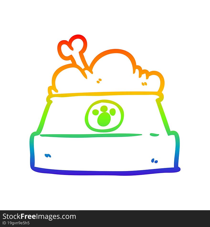 rainbow gradient line drawing bowl of dog food