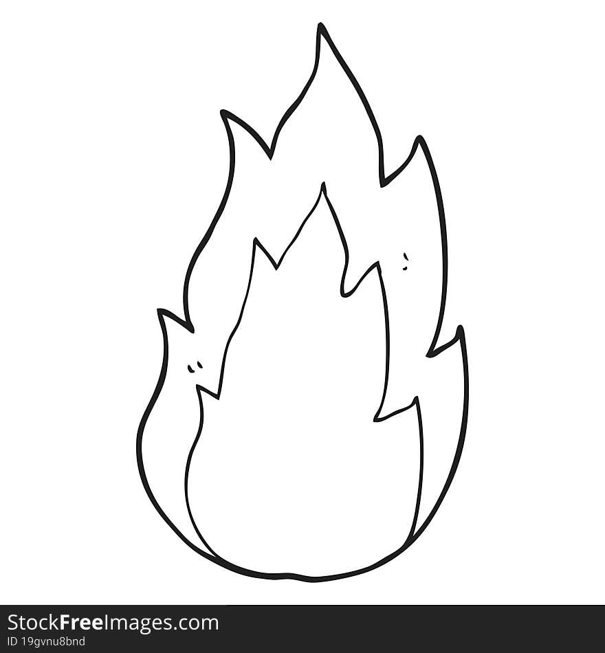 black and white cartoon fire