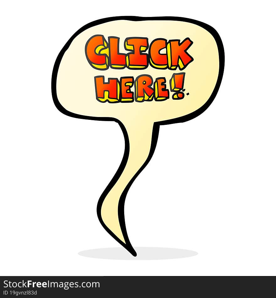 Speech Bubble Cartoon Click Here Word Symbol