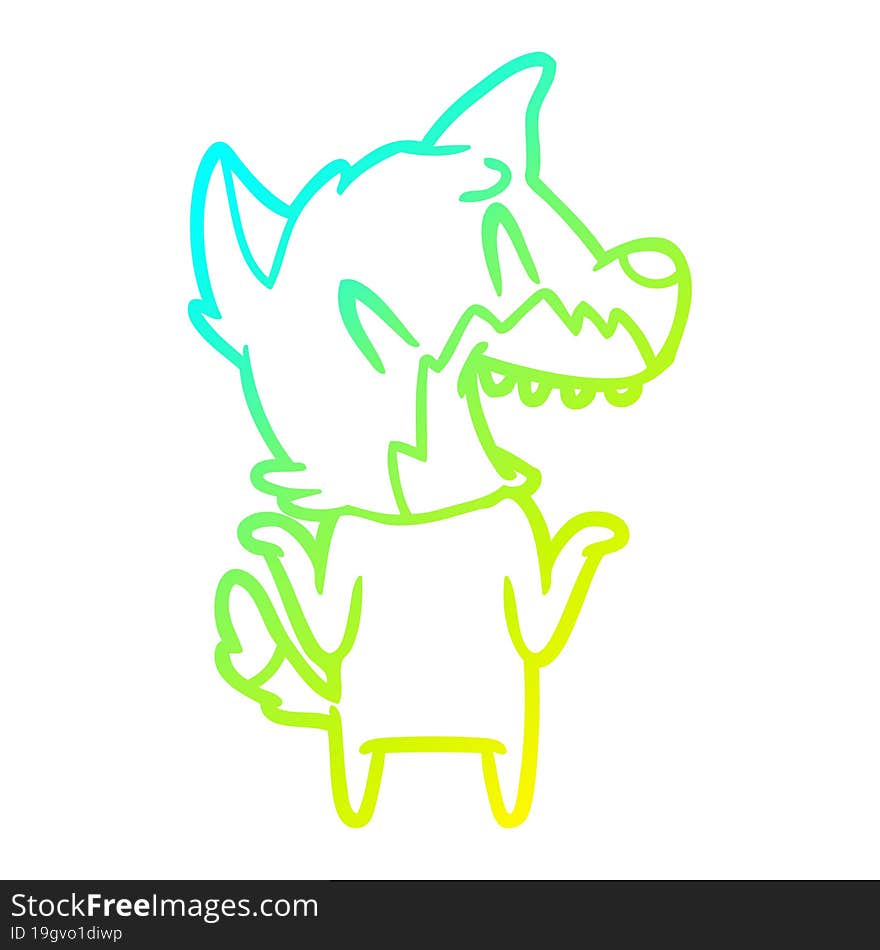 cold gradient line drawing laughing fox cartoon