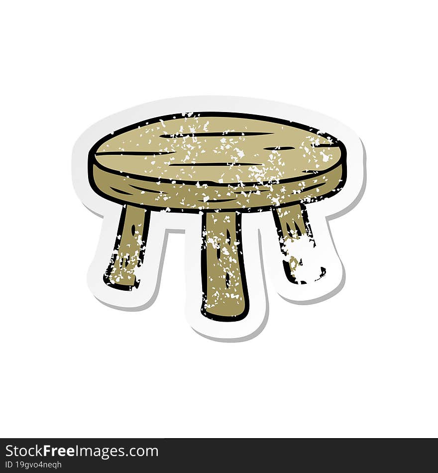 distressed sticker of a cartoon small stool