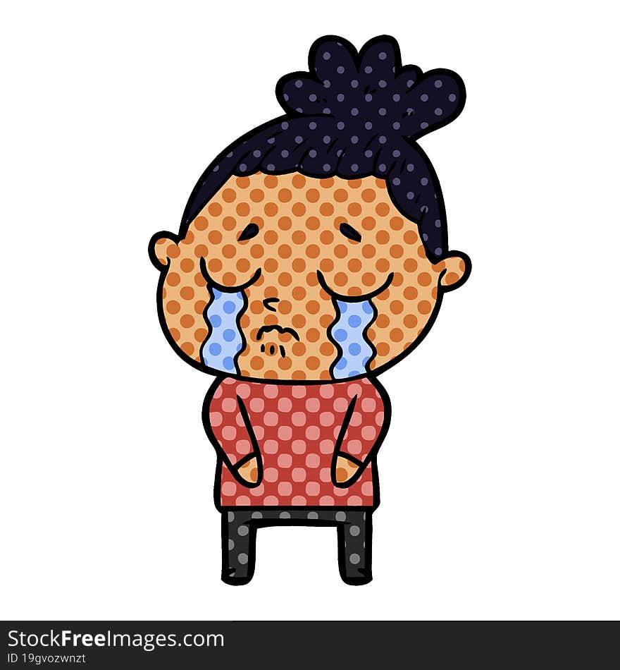 cartoon crying woman. cartoon crying woman