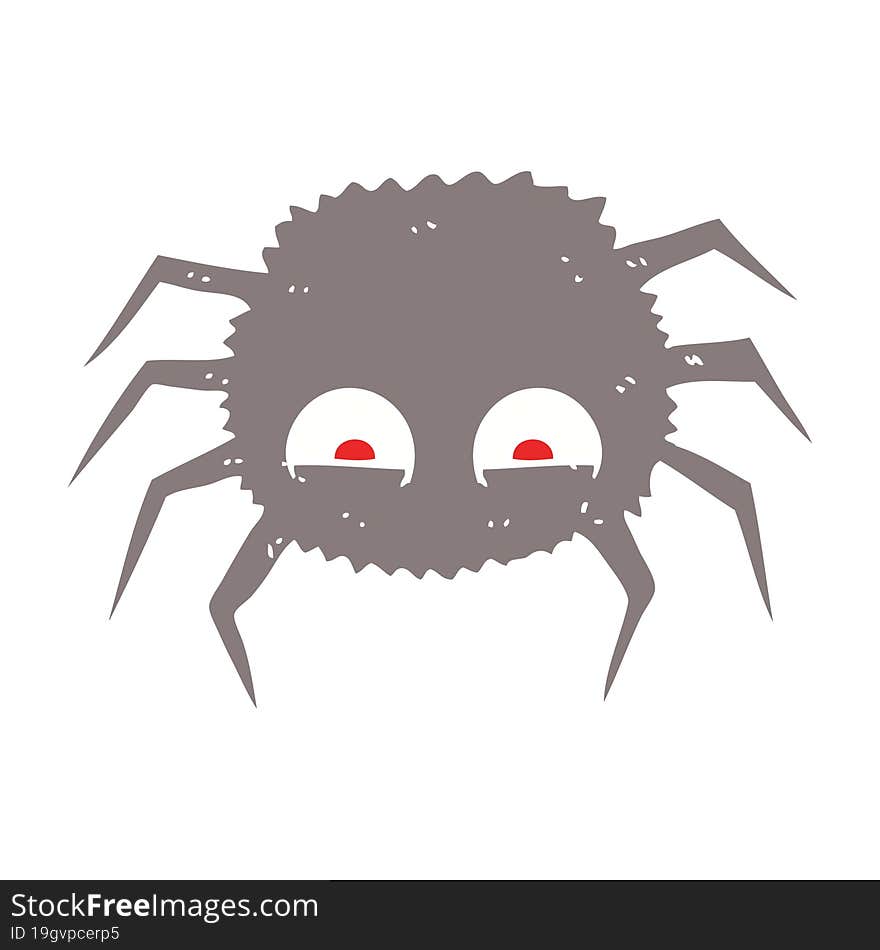 flat color illustration of a cartoon spider