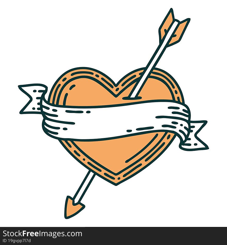 Tattoo Style Icon Of An Arrow Heart And Banner