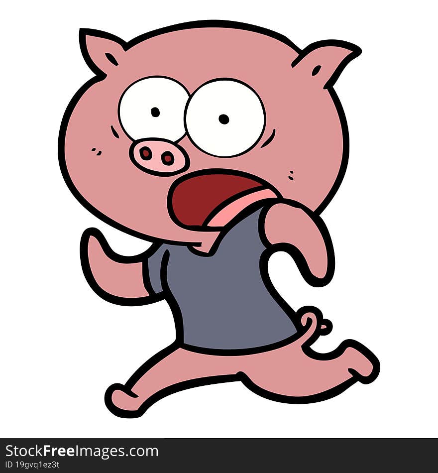 cartoon pig running away. cartoon pig running away